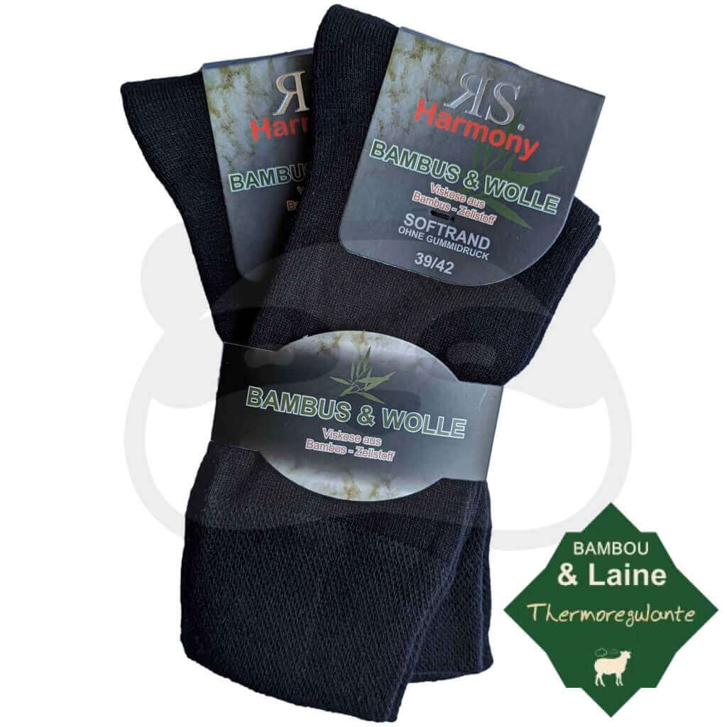 Chaussette Laine Et Bambou - Lot De 2 Paires 39/42 / Noir Chaussettes Femme