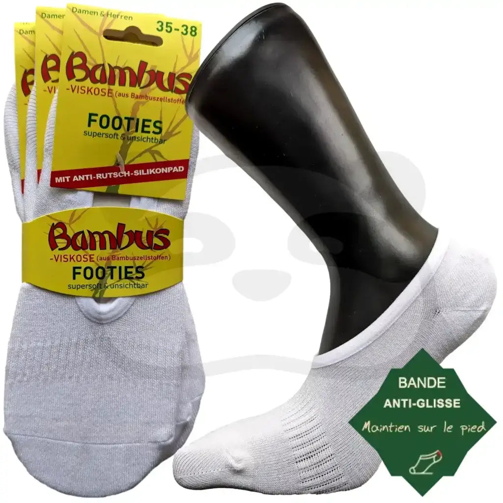 Chaussettes Invisibles Bambou Homme Femme - 3 Paires 35/38 / Blanc
