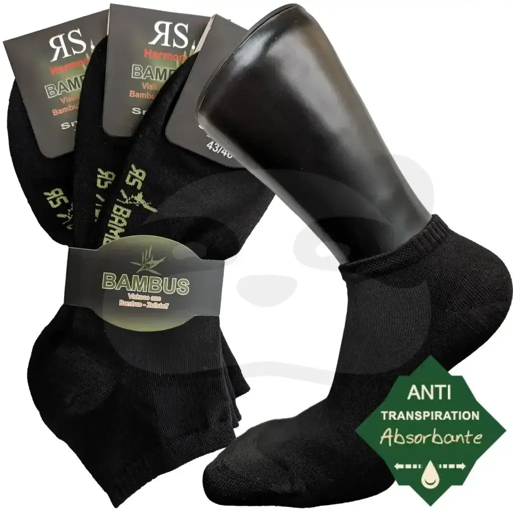 Mini-Socquettes Bambou Anti Transpiration - 3 Paires 43/46 / Noir Mini Socquette