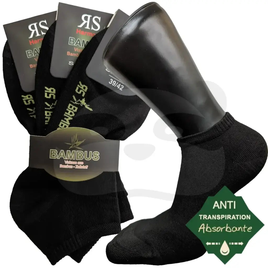 Mini-Socquettes Bambou Anti Transpiration - 3 Paires 39/42 / Noir Mini Socquette