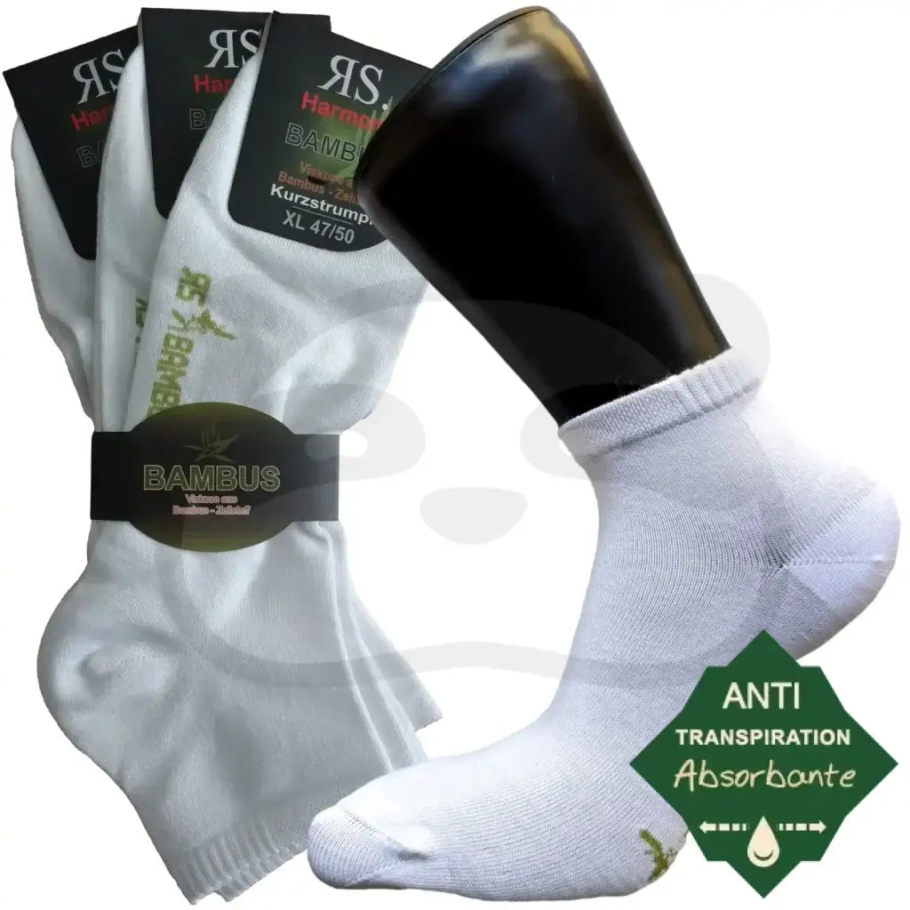 Socquettes Respirantes En Bambou Anti Transpiration - 3 Paires 47/50 / Blanc Socquette