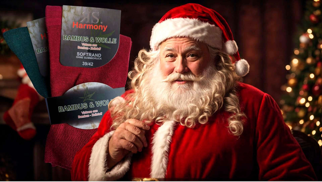 Chaussettes en bambou proposées par le Père Noël en guise de cadeau à mettre au pied du sapin