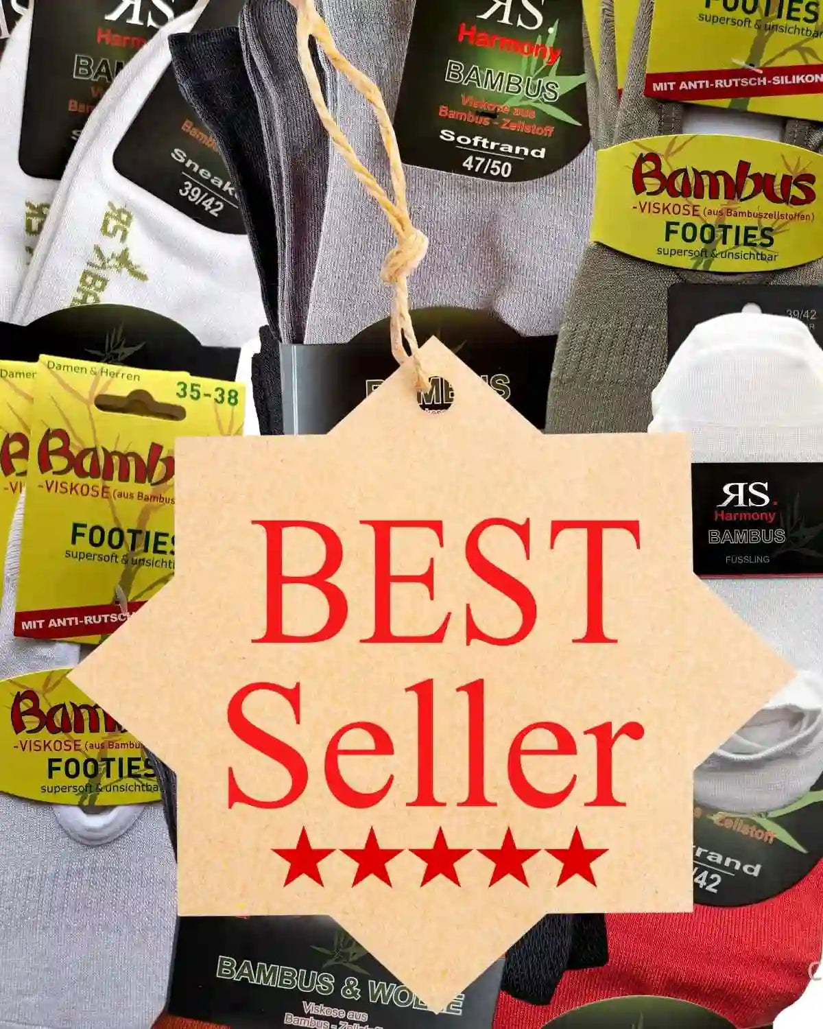Meilleures ventes chaussettes bambou avec étiquette BEST Seller sur des chaussettes en bambou confortables.