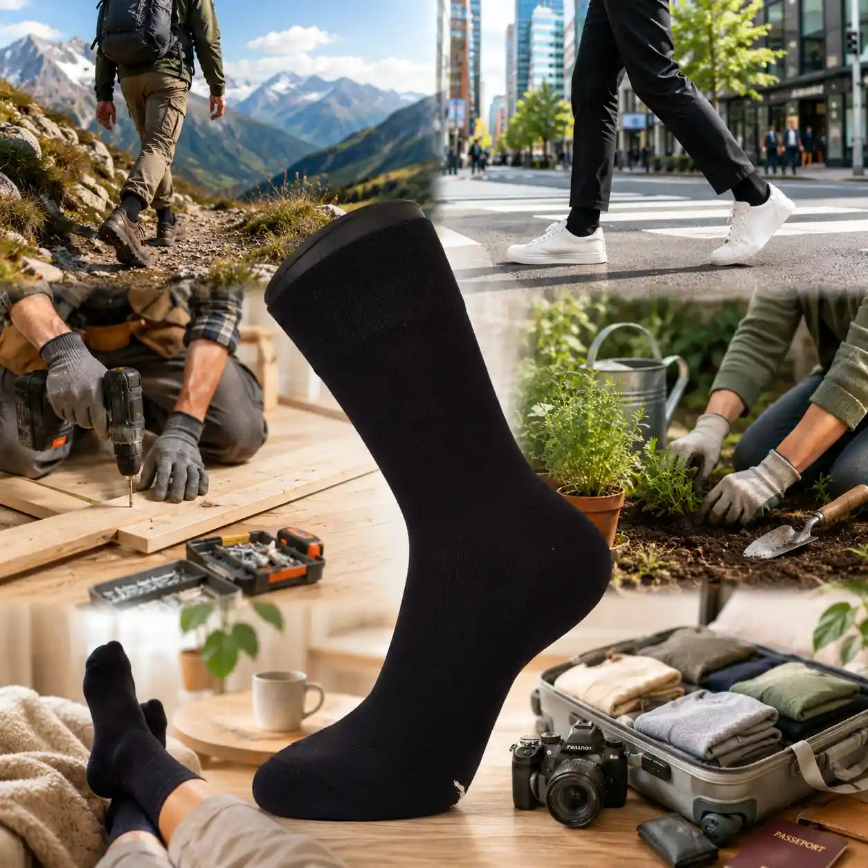 Randonnée, marche, bricolage, jardinage, cocoon, la chaussette bambou bouclettes permet de multiples usages.