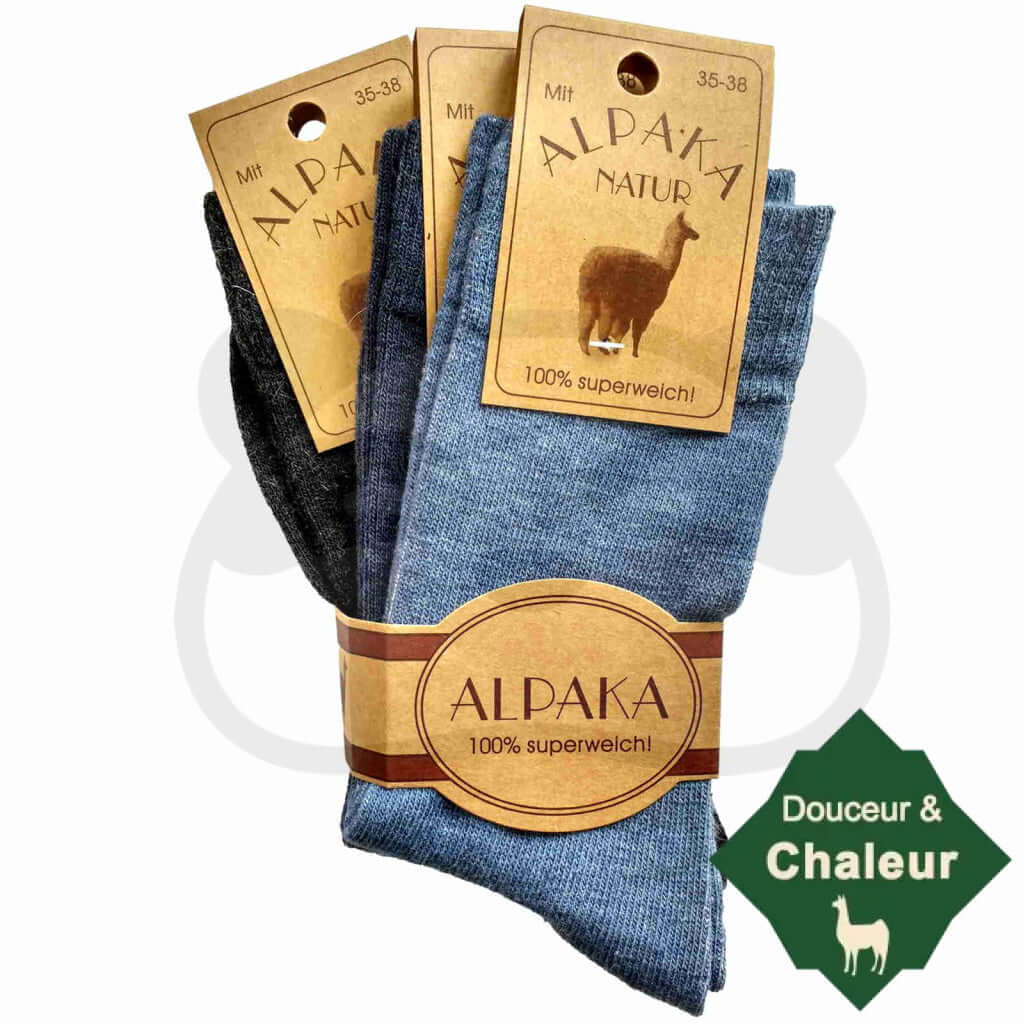 Chaussettes En Laine Alpaga - Lot De 3 Paires 35/38 / Anthracite/Jean Clair/Jean Foncé Chaudes