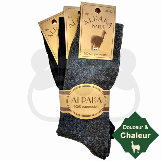 Chaussettes En Laine Alpaga - Lot De 3 Paires 39/42 / Noir/Noir/Anthracite Chaudes