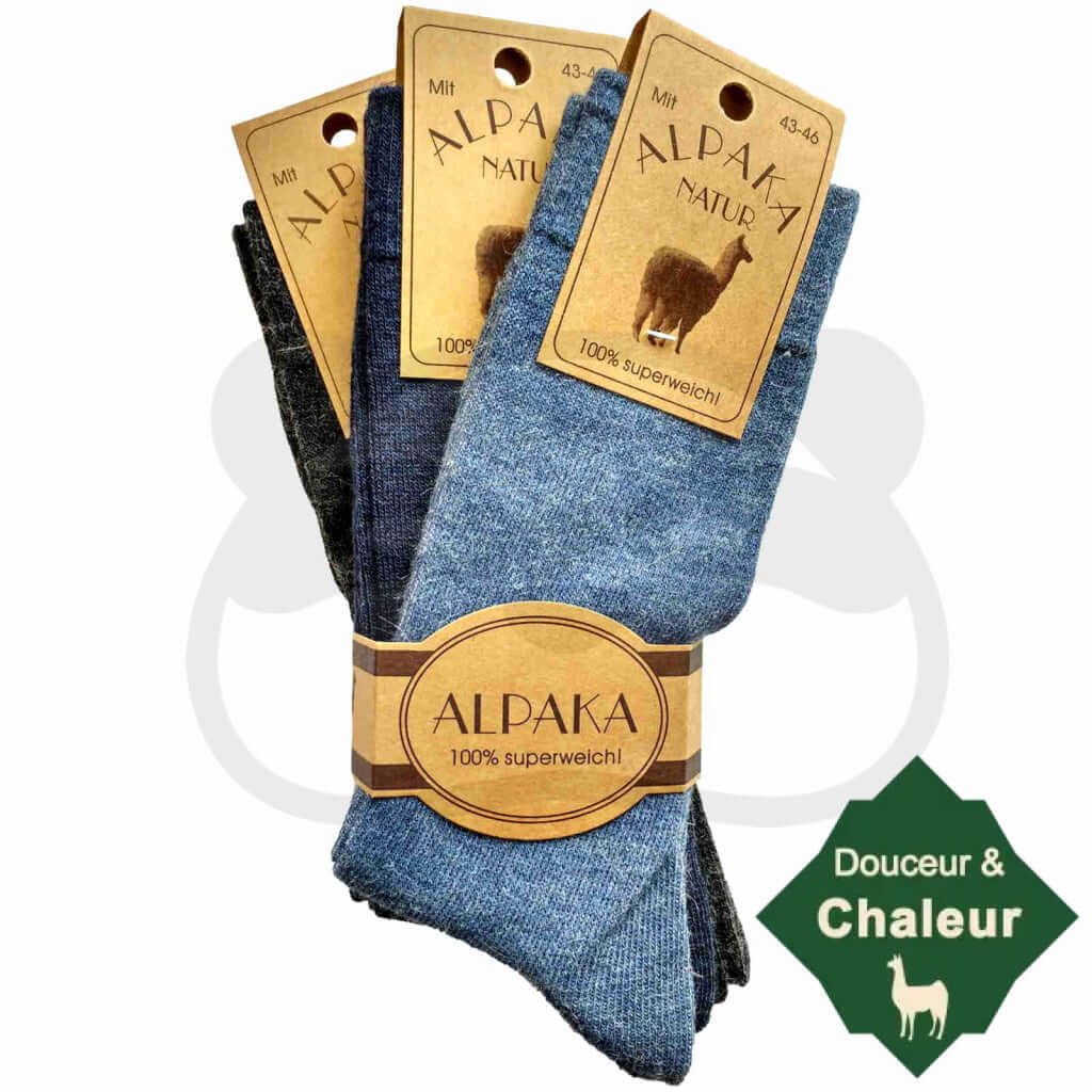 Chaussettes En Laine Alpaga - Lot De 3 Paires 43/46 / Anthracite/Jean Clair/Jean Foncé Chaudes