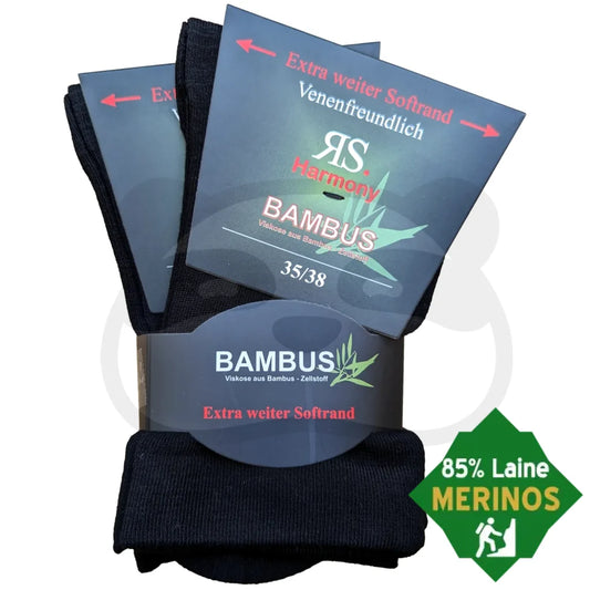Chaussette Extra Large Non Comprimante Bambou 35/38 / Noir Chaussettes
