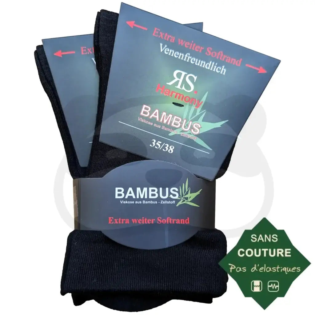Chaussette Extra Large Non Comprimante Bambou 35/38 / Noir Chaussettes