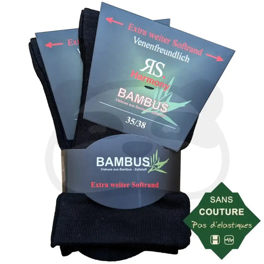 Chaussette Extra Large Non Comprimante Bambou 35/38 / Noir Chaussettes