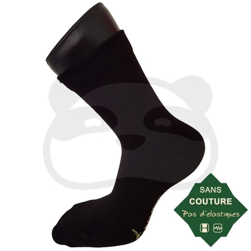 Chaussettes extra larges bambou noires sans couture et sans élastiques, idéales pour les mollets forts.