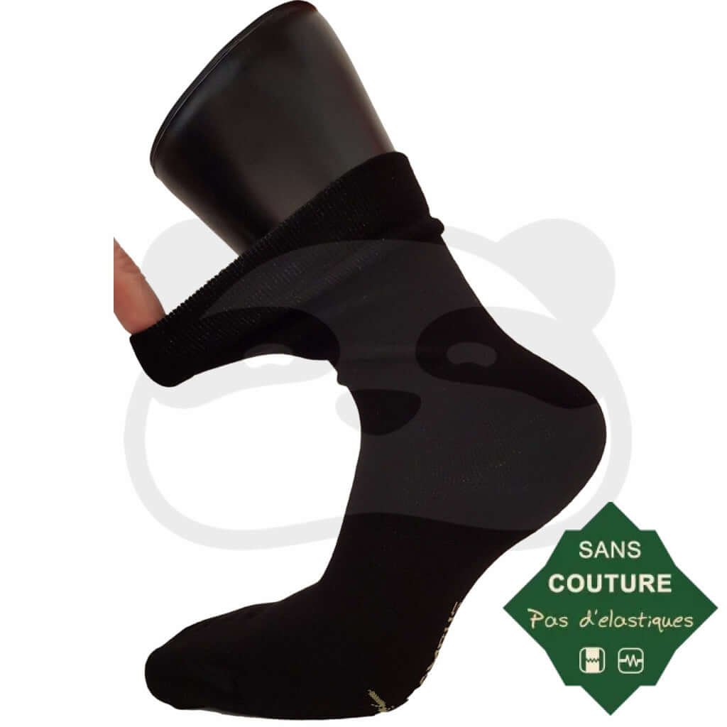 Chaussettes extra larges bambou pour diabétiques, sans élastiques, confort optimal pour mollets forts.