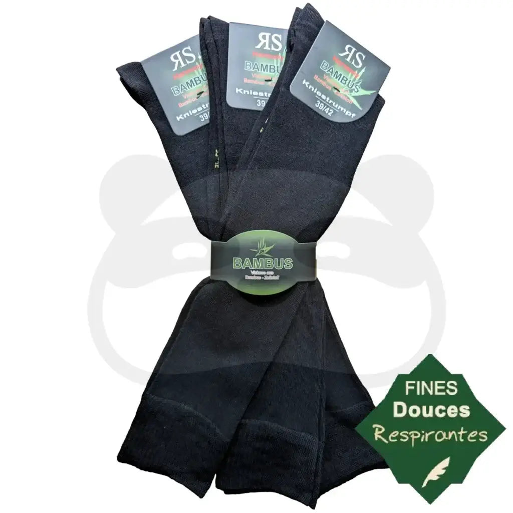 Chaussettes hautes bambou, 3 paires, confort optimal avec bord-côte non comprimant et respirantes.