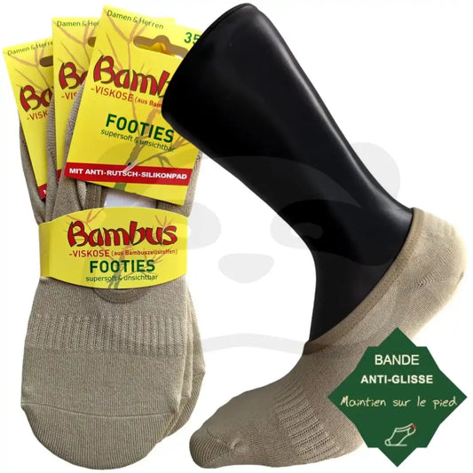 Chaussettes Invisibles Bambou Homme Femme - 3 Paires 35/38 / Beige