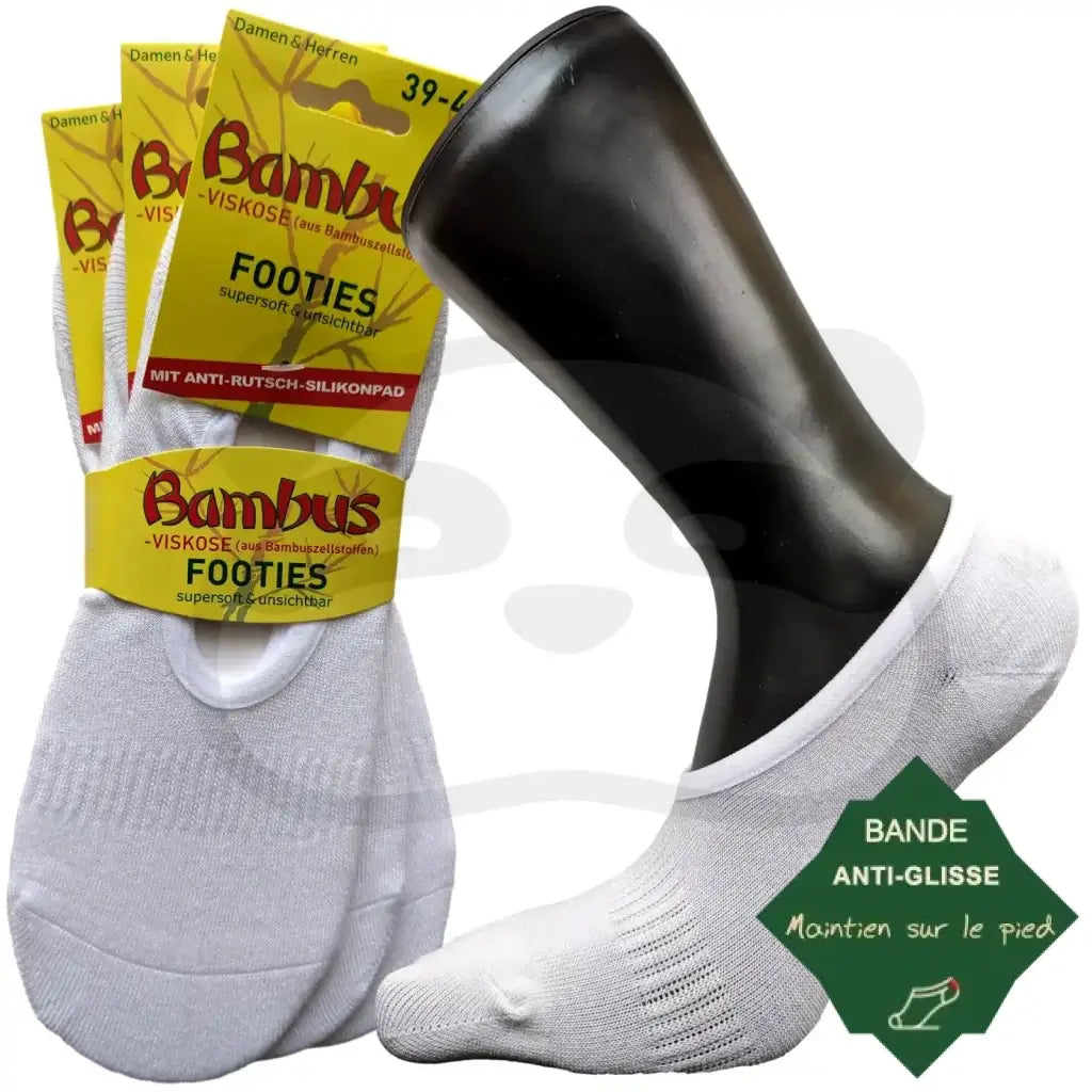 Chaussettes Invisibles Bambou Homme Femme - 3 Paires 39/42 / Blanc