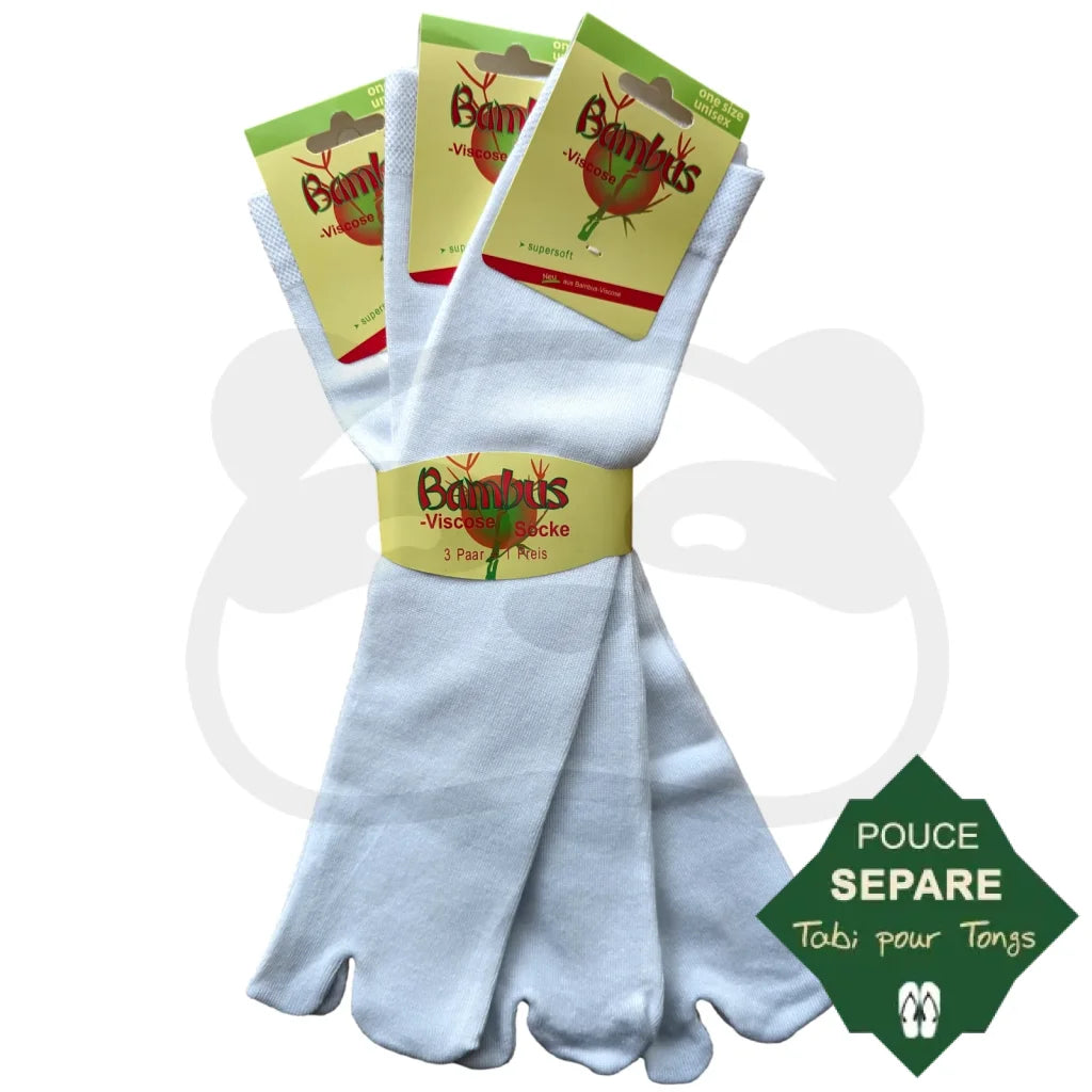 Chaussette Pour Tong En Viscose De Bambou - 3 Paires Taille Unique / Blanc Tabi