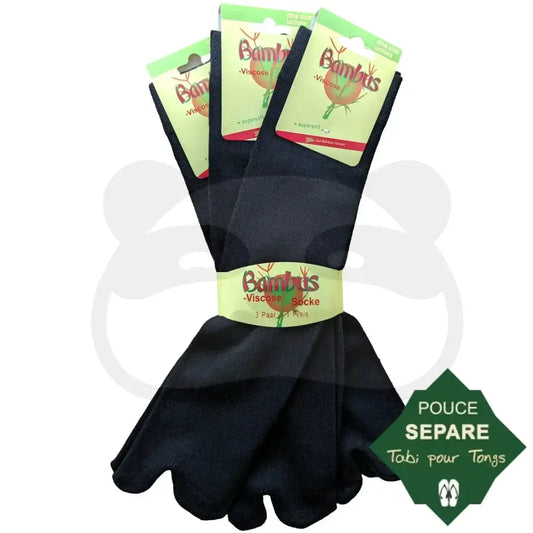 Chaussette Pour Tong En Viscose De Bambou - 3 Paires Taille Unique / Noir Tabi