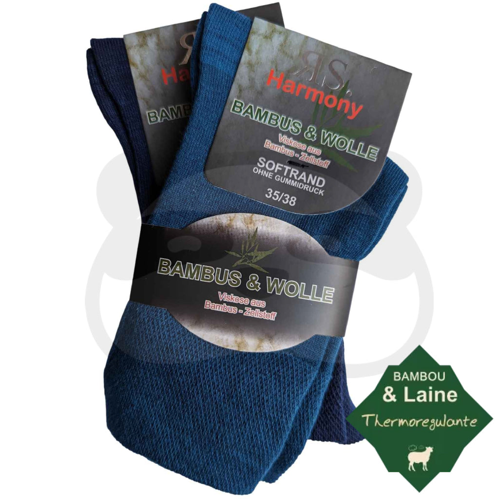 Chaussette Laine Et Bambou - Lot De 2 Paires 35/38 / Marine/Bleu Pétrole Chaussettes Femme