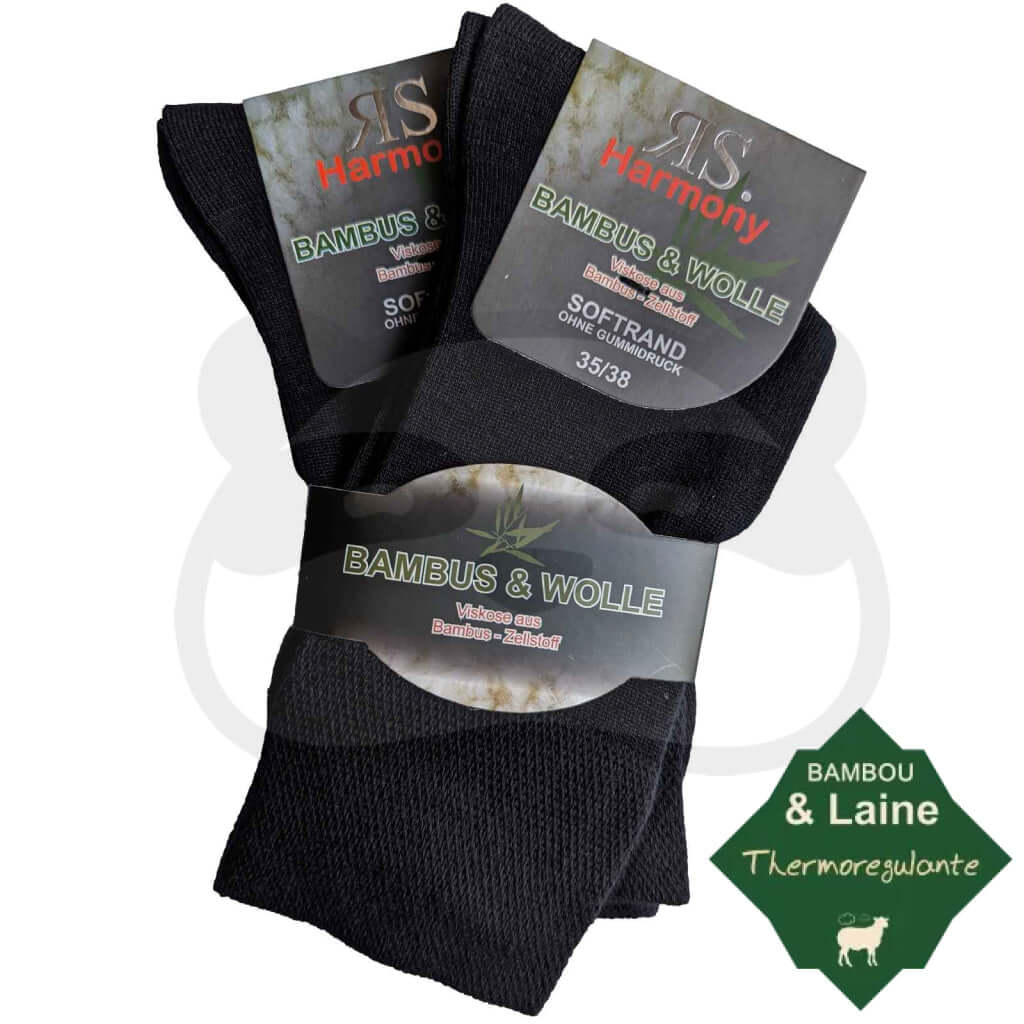 Chaussette Laine Et Bambou - Lot De 2 Paires 35/38 / Noir Chaussettes Femme