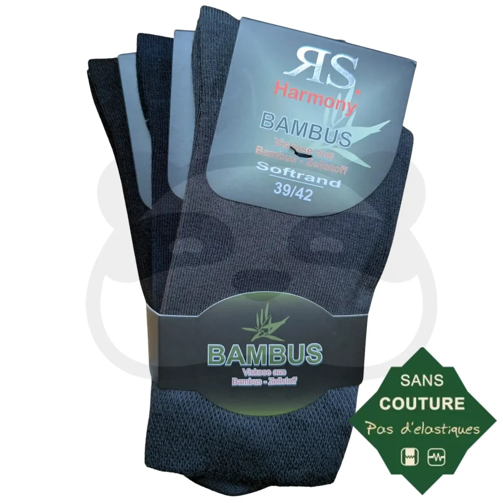 Chaussettes Non Comprimantes Bambou Homme Femme - 3 Paires 39/42 / Noir Anthracite Marine Chaussettes bambou