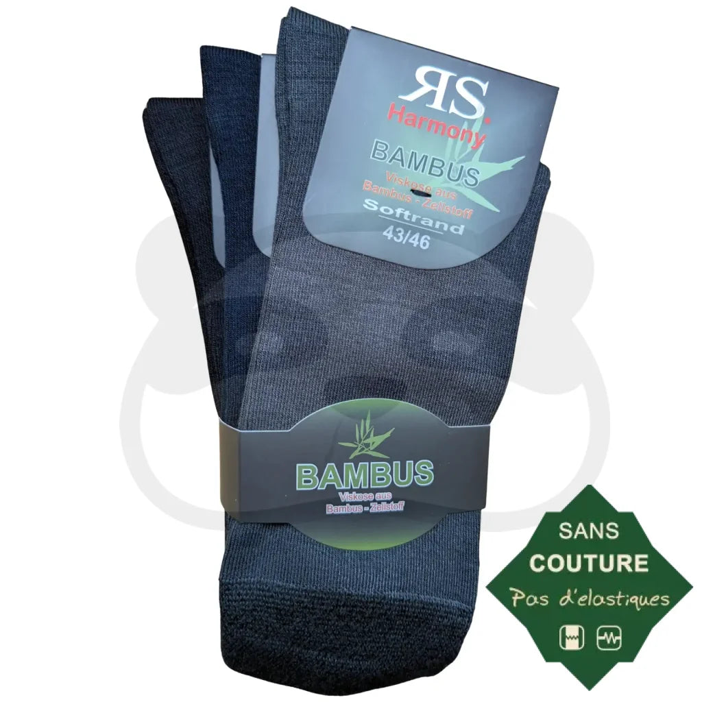 Chaussettes Non Comprimantes Bambou Homme Femme - 3 Paires 43/46 / Noir Anthracite Marine Chaussettes bambou