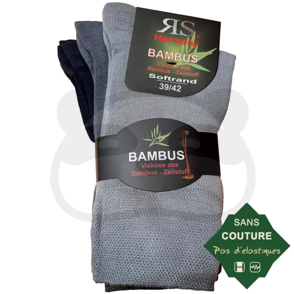 Chaussettes Non Comprimantes Bambou Homme Et Femme - Lot De 3 Paires 39/42 / Gris