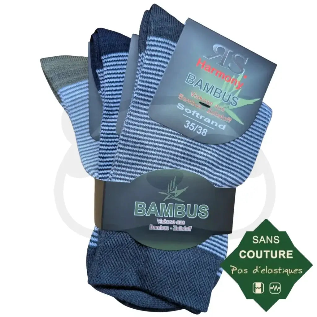 Chaussettes Rayures Fines en Bambou - 3 paires 35/38 / Rayures Chaussettes bambou