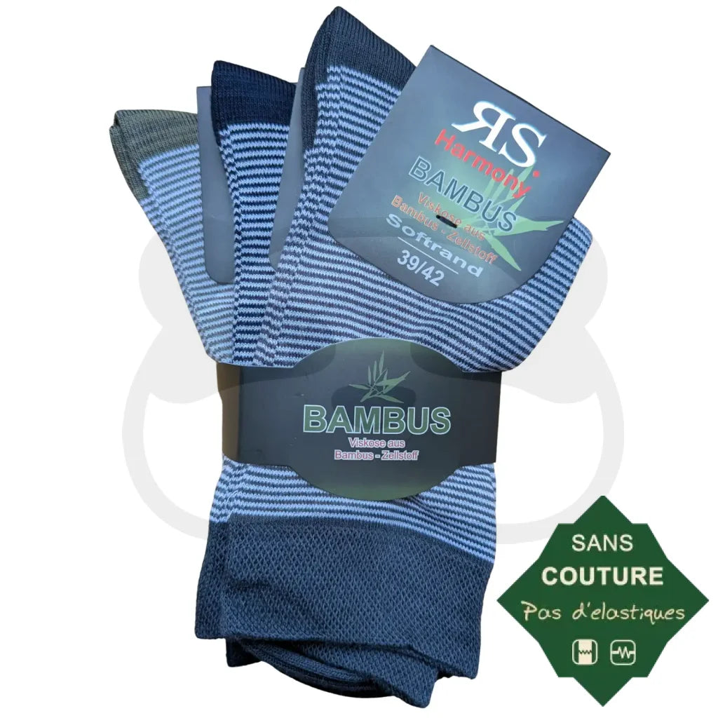 Chaussettes Rayures Fines en Bambou - 3 paires 39/42 / Rayures Chaussettes bambou