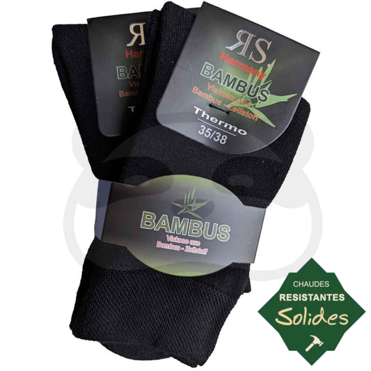 Chaussettes toute bouclette bambou noires, chaudes et résistantes, taille 35/38, étiquetées Thermo.