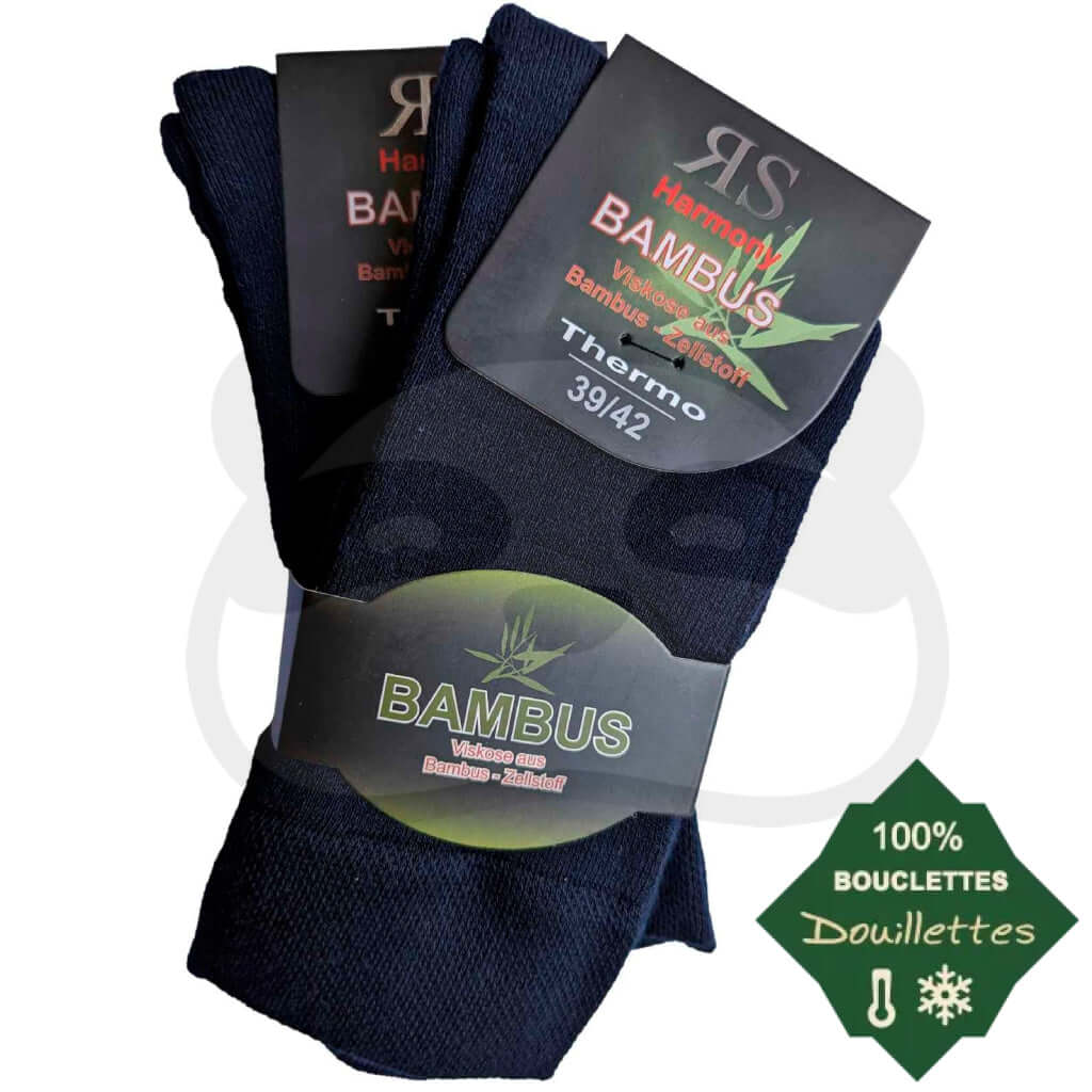 Chaussettes toute bouclette Bambou - 2 Paires 39/42 / Noir Chaussettes bambou bouclettes
