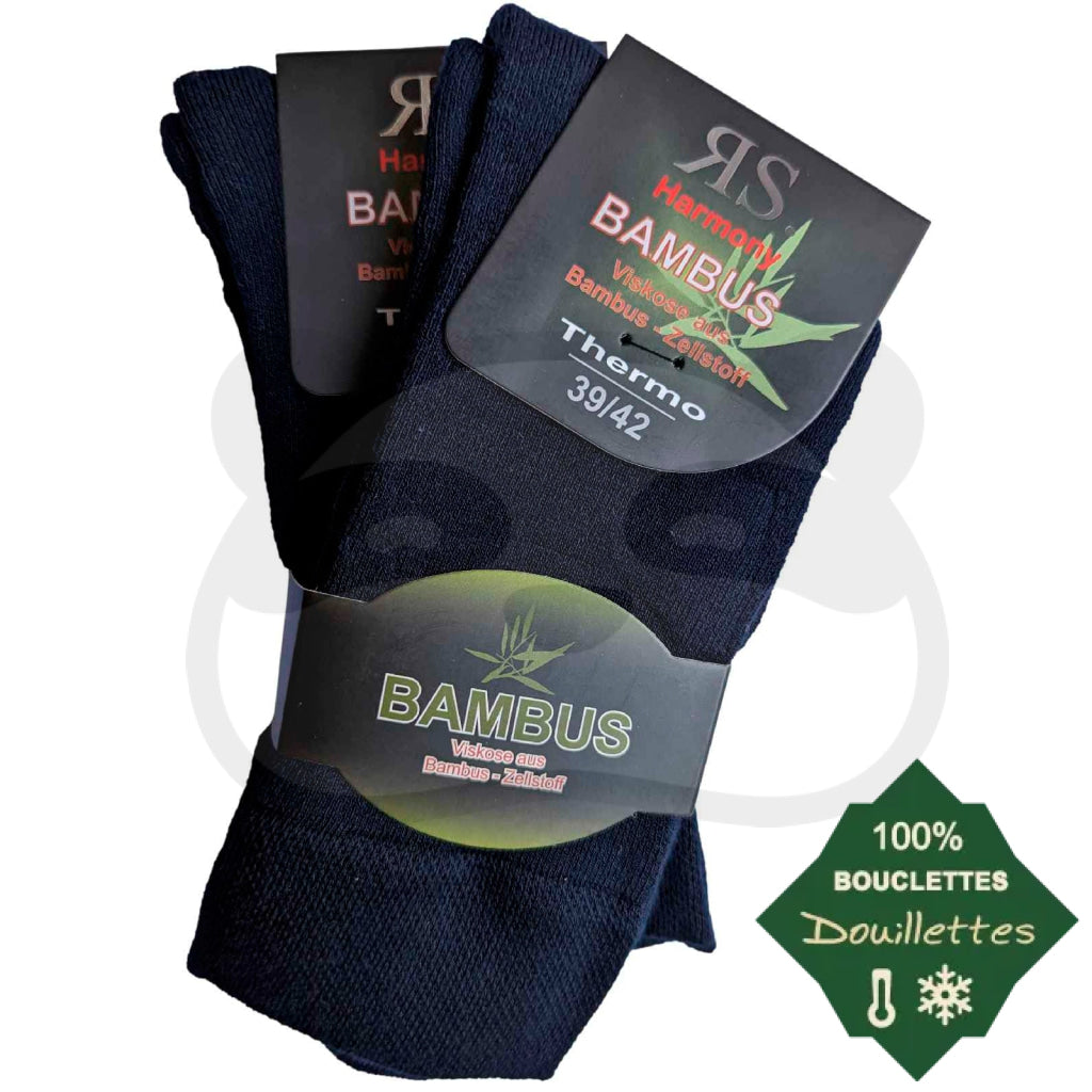 Chaussettes toute bouclette Bambou - 2 Paires 39/42 / Noir Chaussettes bambou bouclettes