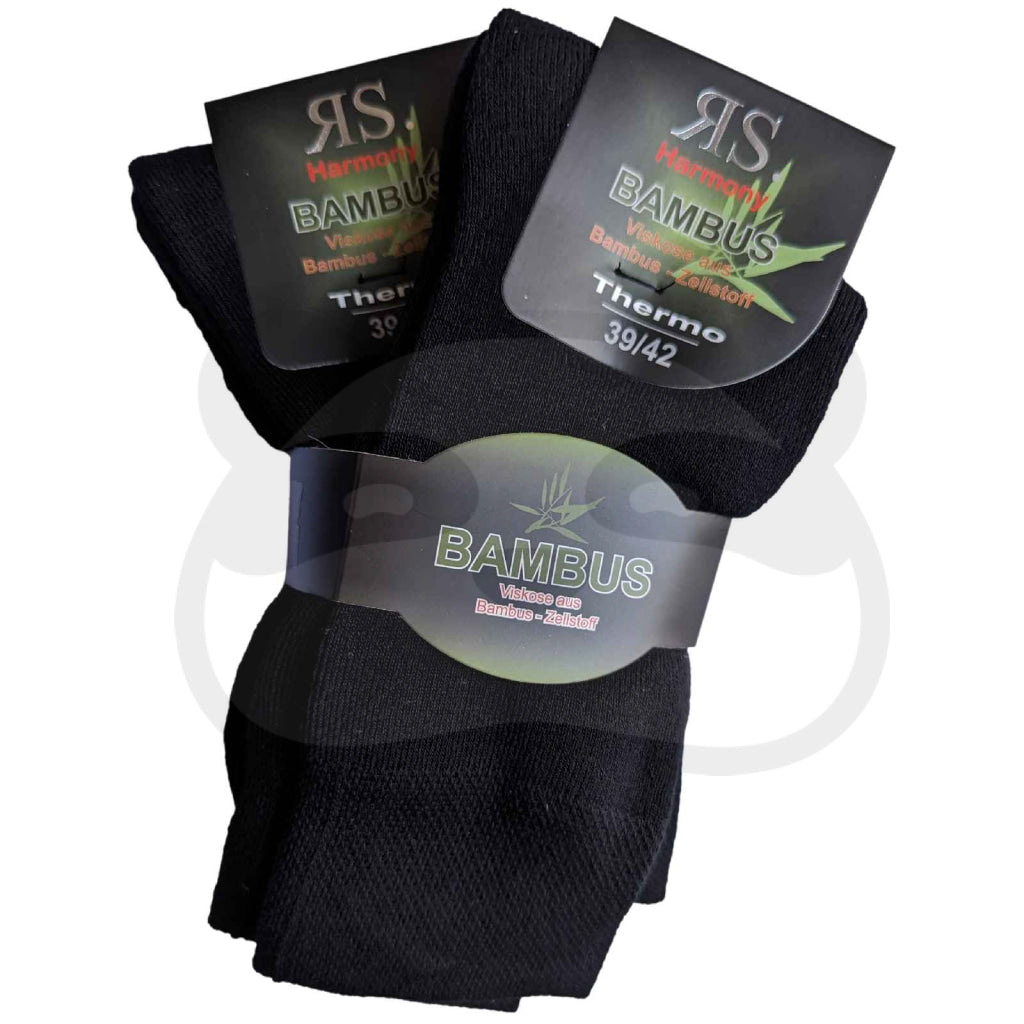 Chaussettes toute bouclette bambou noires en 2 paires, confort chaud et résistant