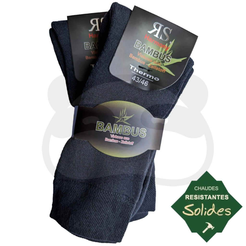 Chaussette Bambou 100% Bouclettes - Thermo Lot 2 Paires 43/46 / Anthracite Chaussettes