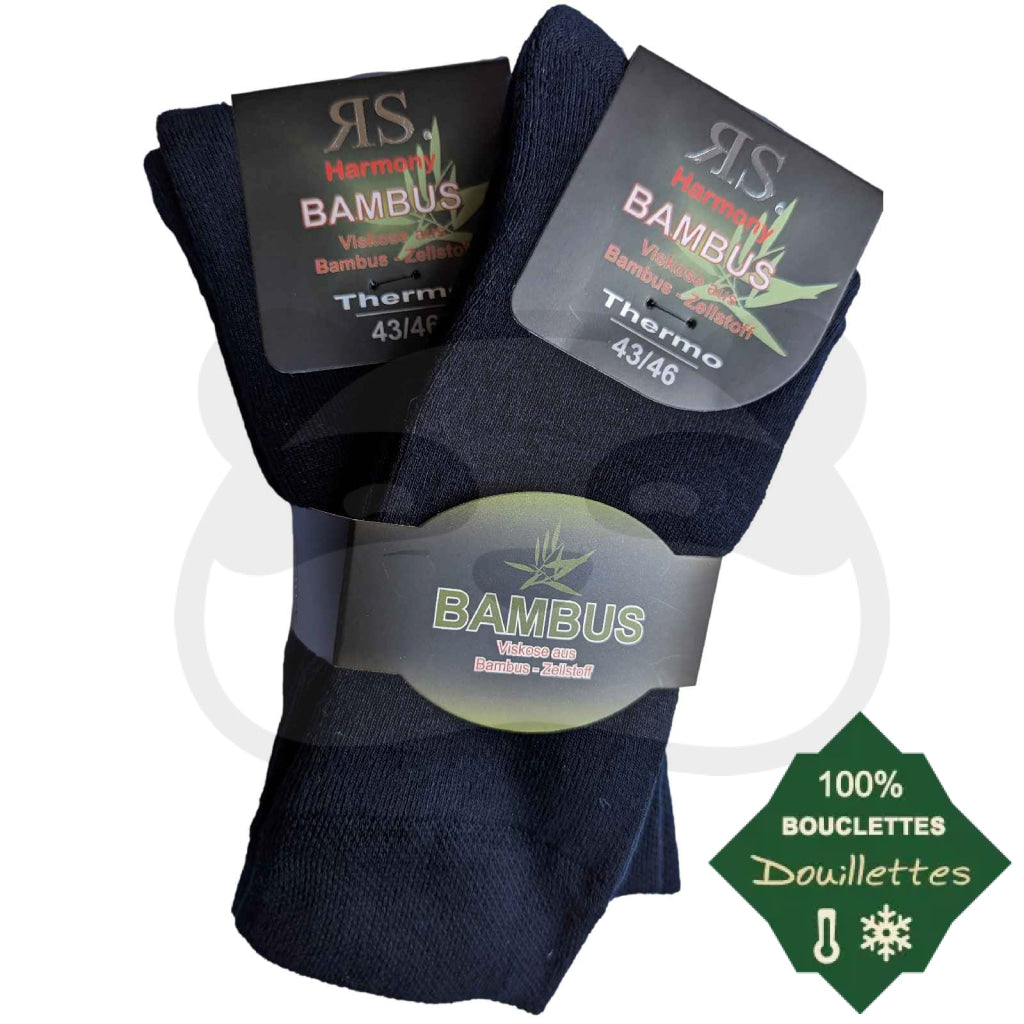 Chaussette Bambou 100% Bouclettes - Thermo Lot 2 Paires 43/46 / Marine Chaussettes