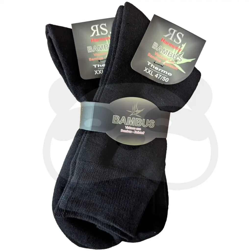 Chaussettes toute bouclette Bambou noires, 100% bouclettes pour chaleur et confort, pack de 2 paires.