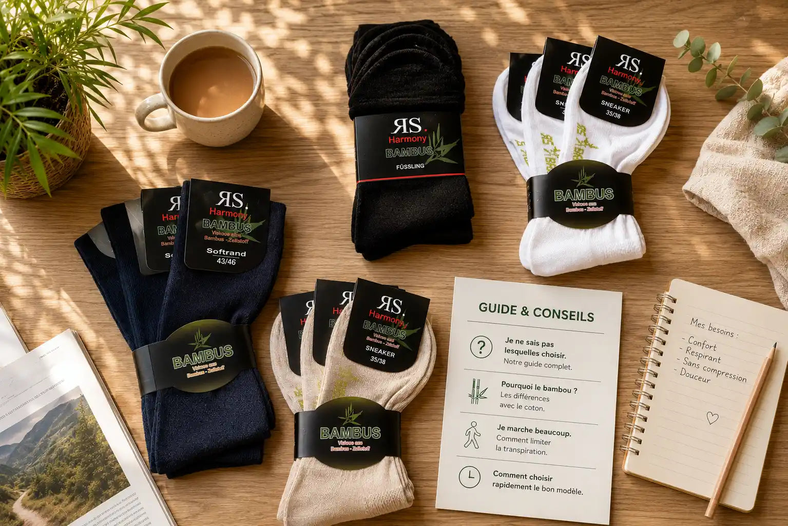 Bureau des guides et conseils pour choisir ses chaussettes en bambou