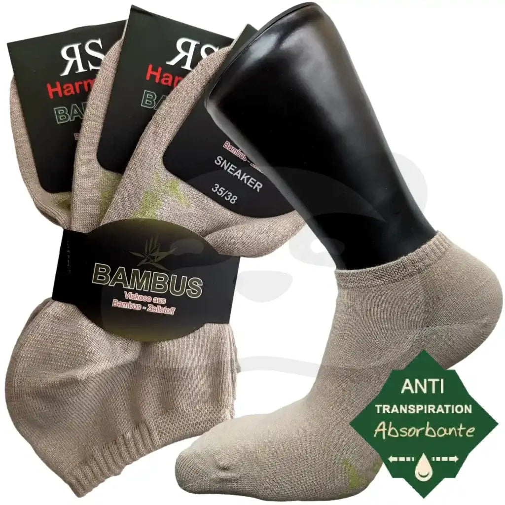 Mini-Socquettes Bambou Anti Transpiration - 3 Paires 35/38 / Beige Mini Socquette