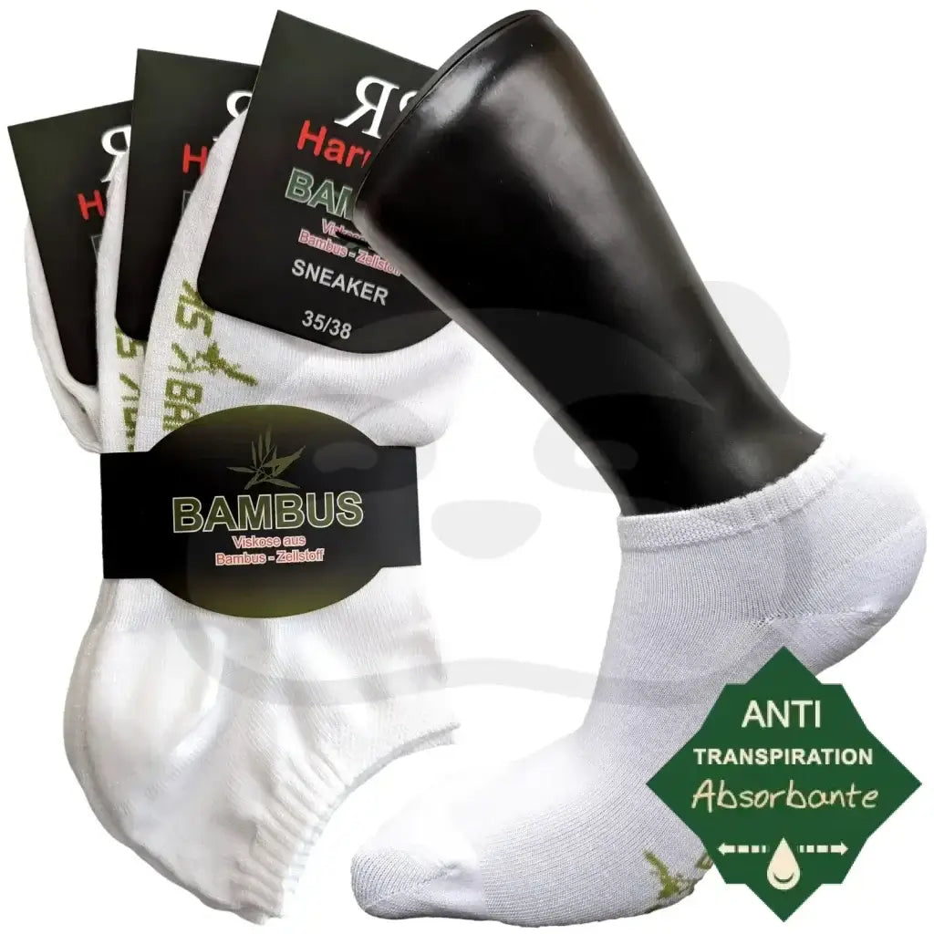 Mini-Socquettes Bambou Anti Transpiration - 3 Paires 35/38 / Blanc Mini Socquette