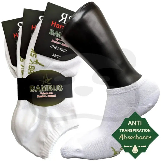 Mini-Socquettes Bambou Anti Transpiration - 3 Paires 35/38 / Blanc Mini Socquette