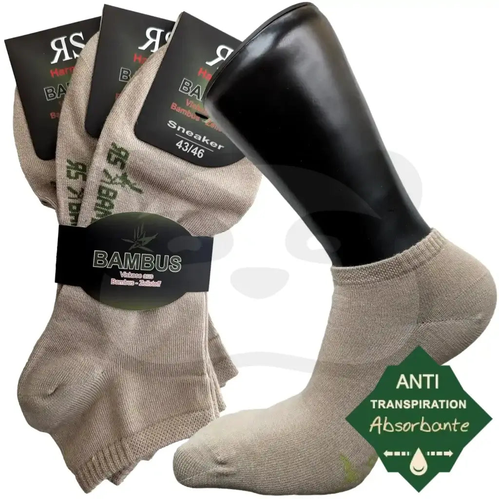 Mini-Socquettes Bambou Anti Transpiration - 3 Paires 43/46 / Beige Mini Socquette