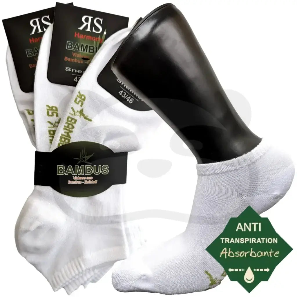 Mini-Socquettes Bambou Anti Transpiration - 3 Paires 43/46 / Blanc Mini Socquette