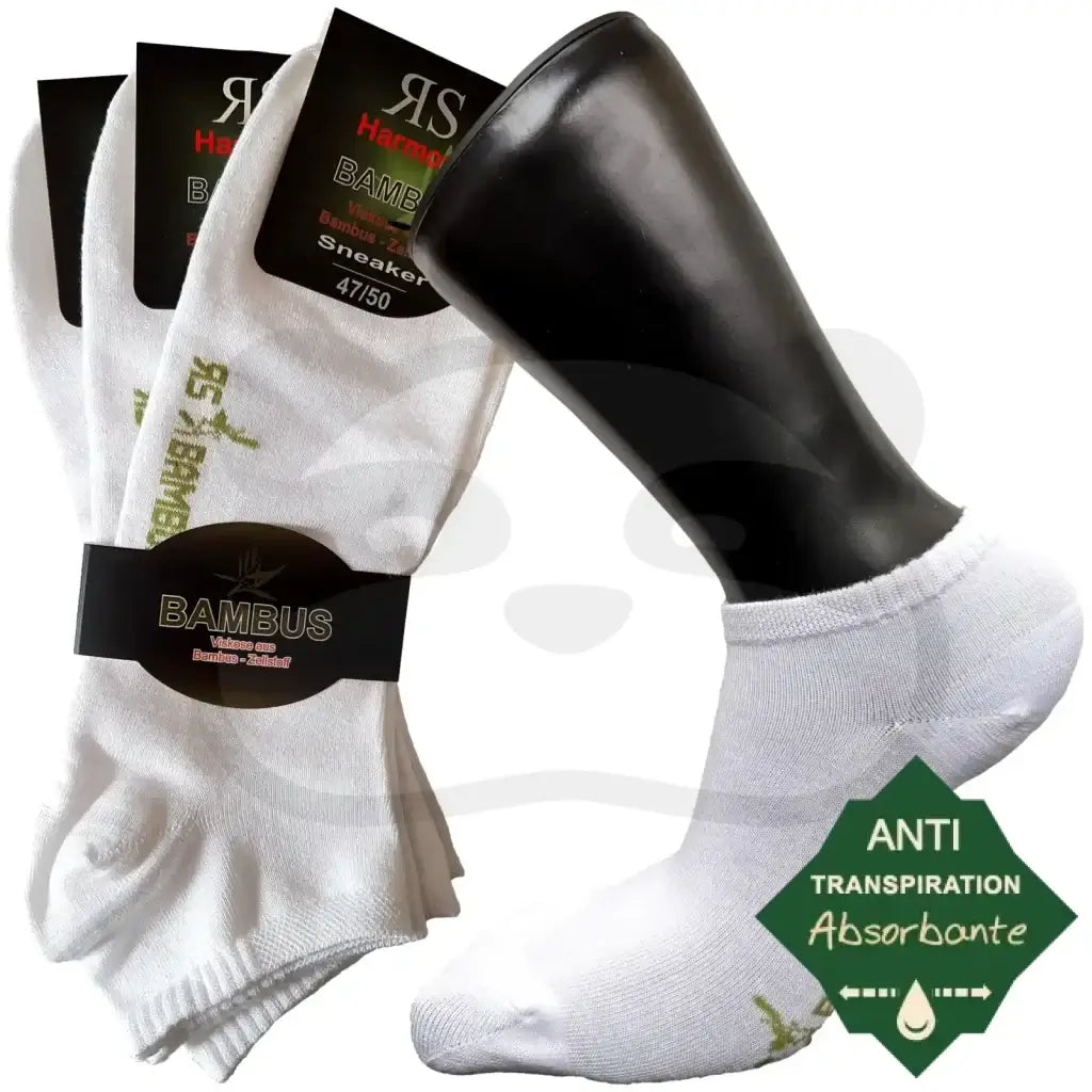Mini-Socquettes Anti Transpiration Bambou - 3 Paires 47/50 / Blanc Mini Socquette