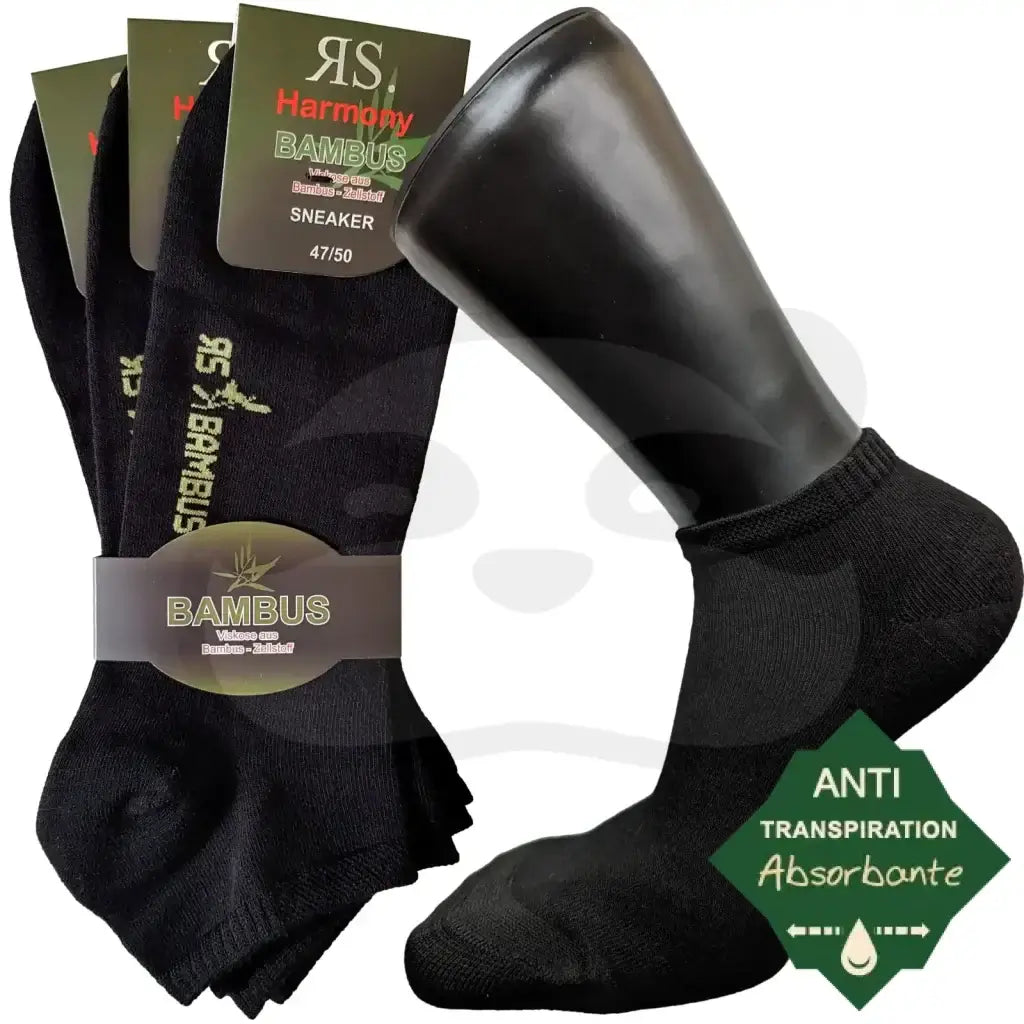 Mini-Socquettes Anti Transpiration Bambou - 3 Paires 47/50 / Noir Mini Socquette