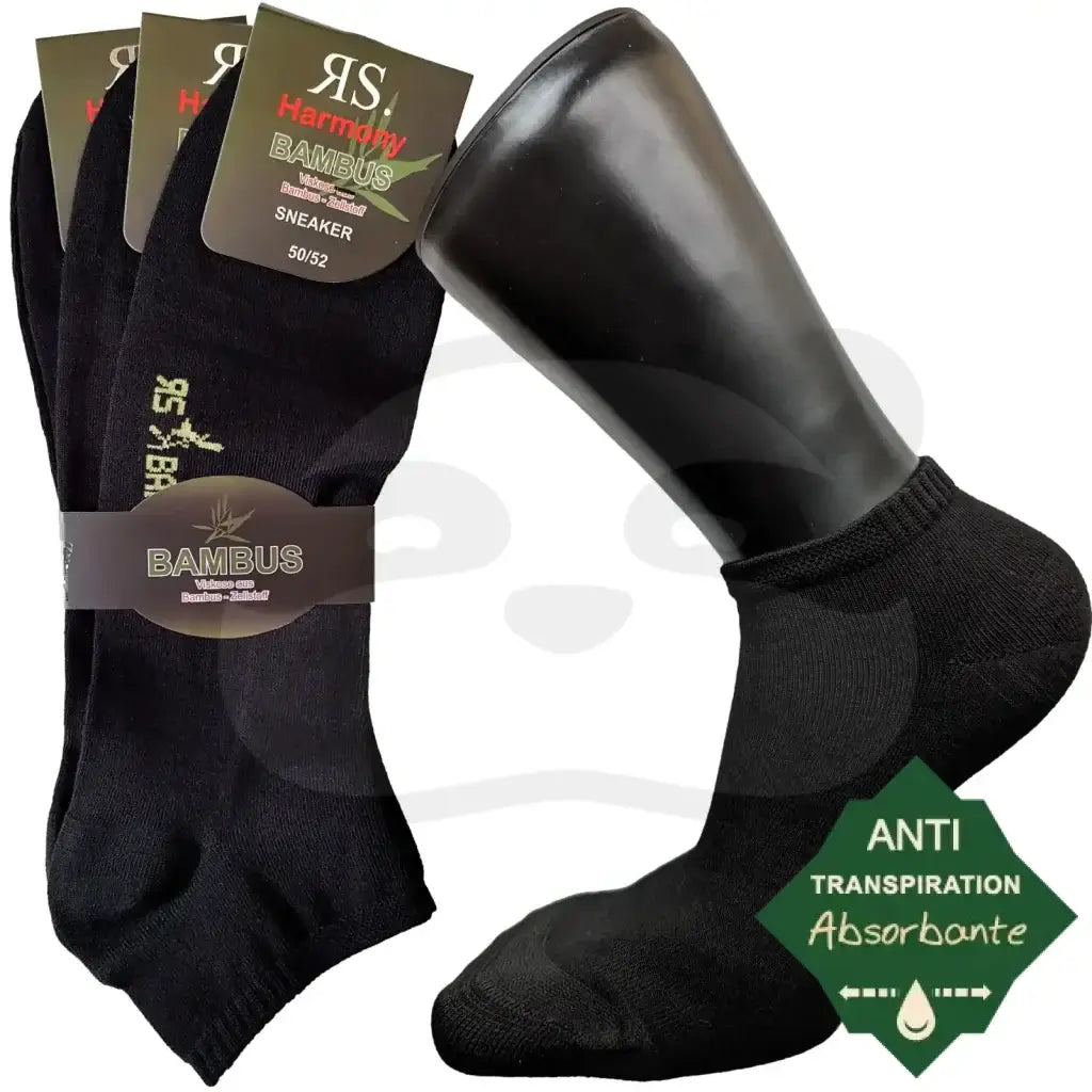 Mini-Socquettes Anti Transpiration Bambou - 3 Paires 50/52 / Noir Mini Socquette