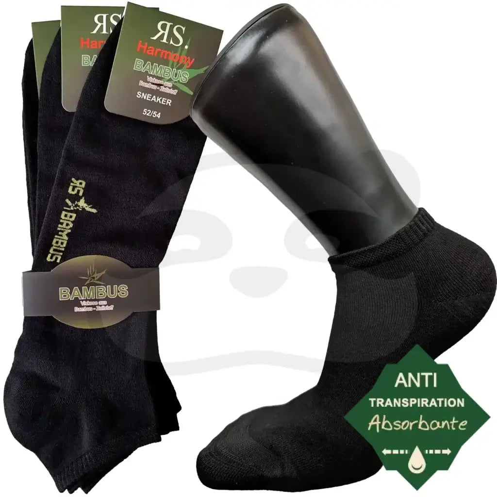 Mini-Socquettes Anti Transpiration Bambou - 3 Paires 52/54 / Noir Mini Socquette