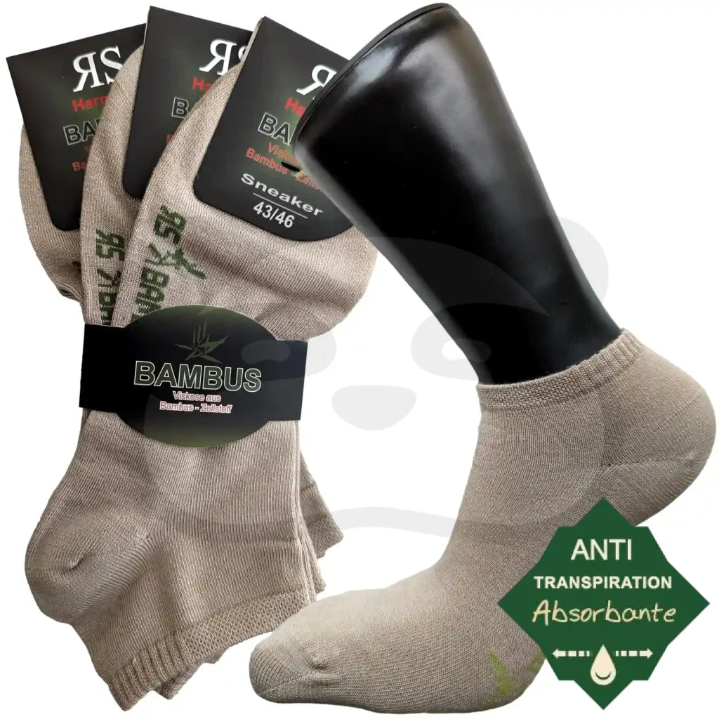 Mini-Socquettes Bambou Anti Transpiration - 3 Paires 43/46 / Beige Mini Socquette