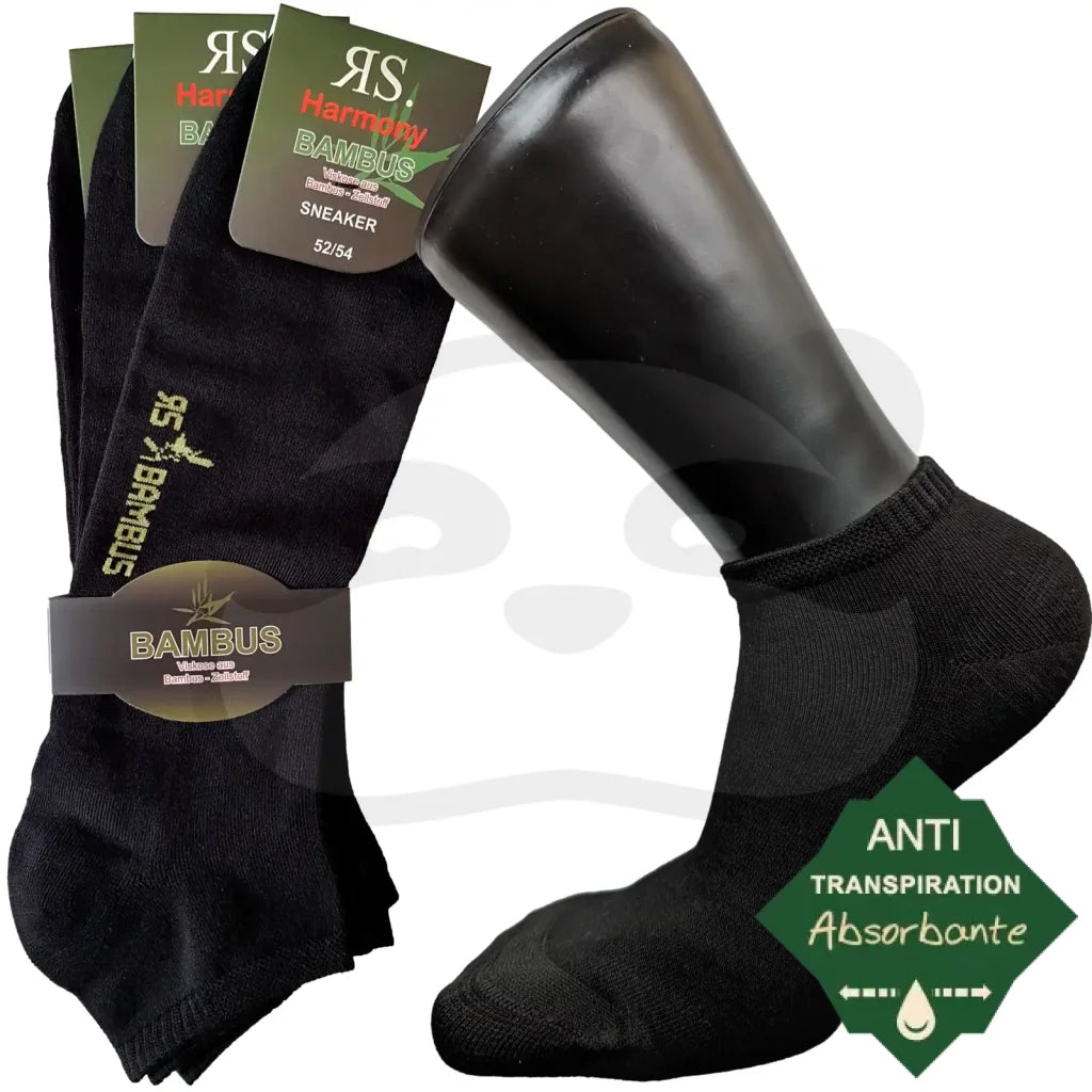 Mini-Socquettes Anti Transpiration Bambou - 3 Paires 52/54 / Noir Mini Socquette
